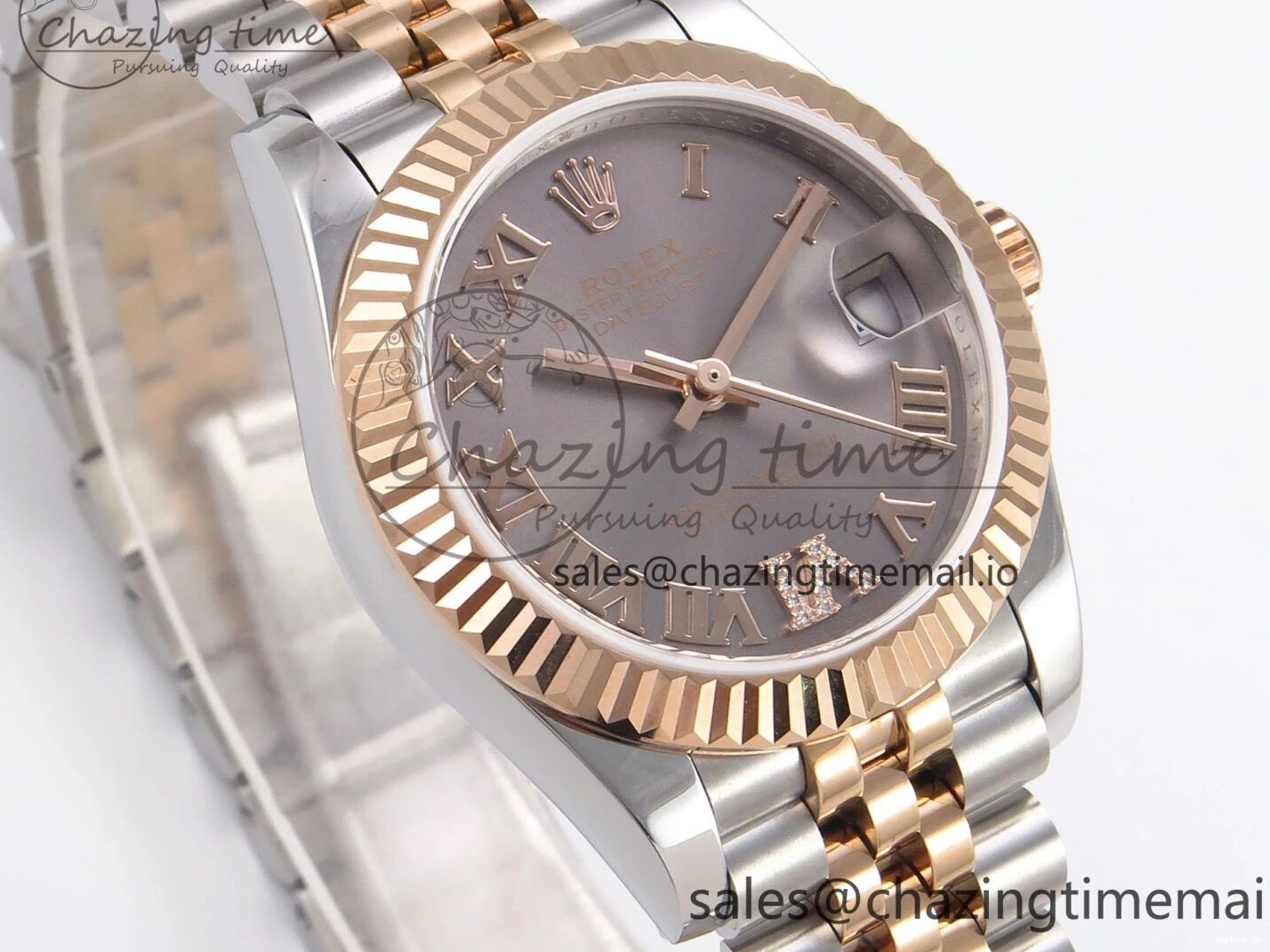 0110 Popular DateJust 31 278271 SS RG GMF 1:1 Best Edition 904L Steel Gray Roman Diamonds Dial on Jubilee Bracelet A 1165